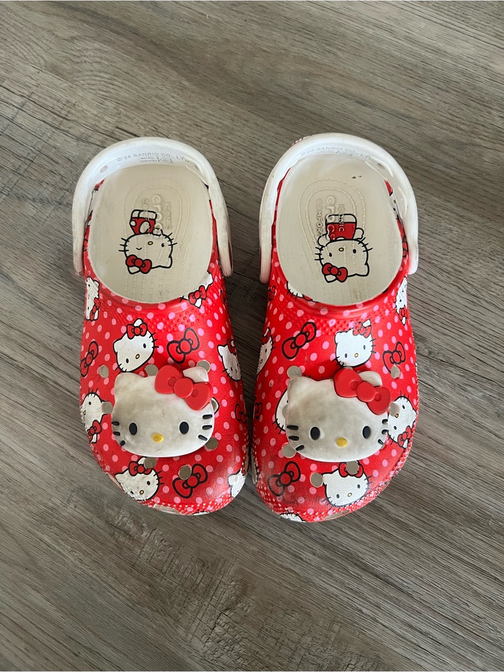 CROCS Kids Red and White Hello Kitty Clogs